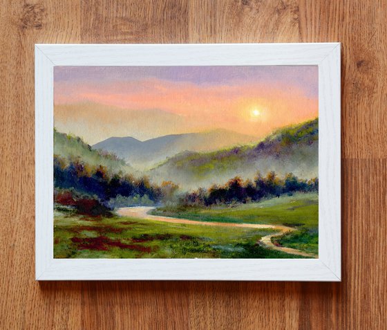 Misty mountain stream landscape