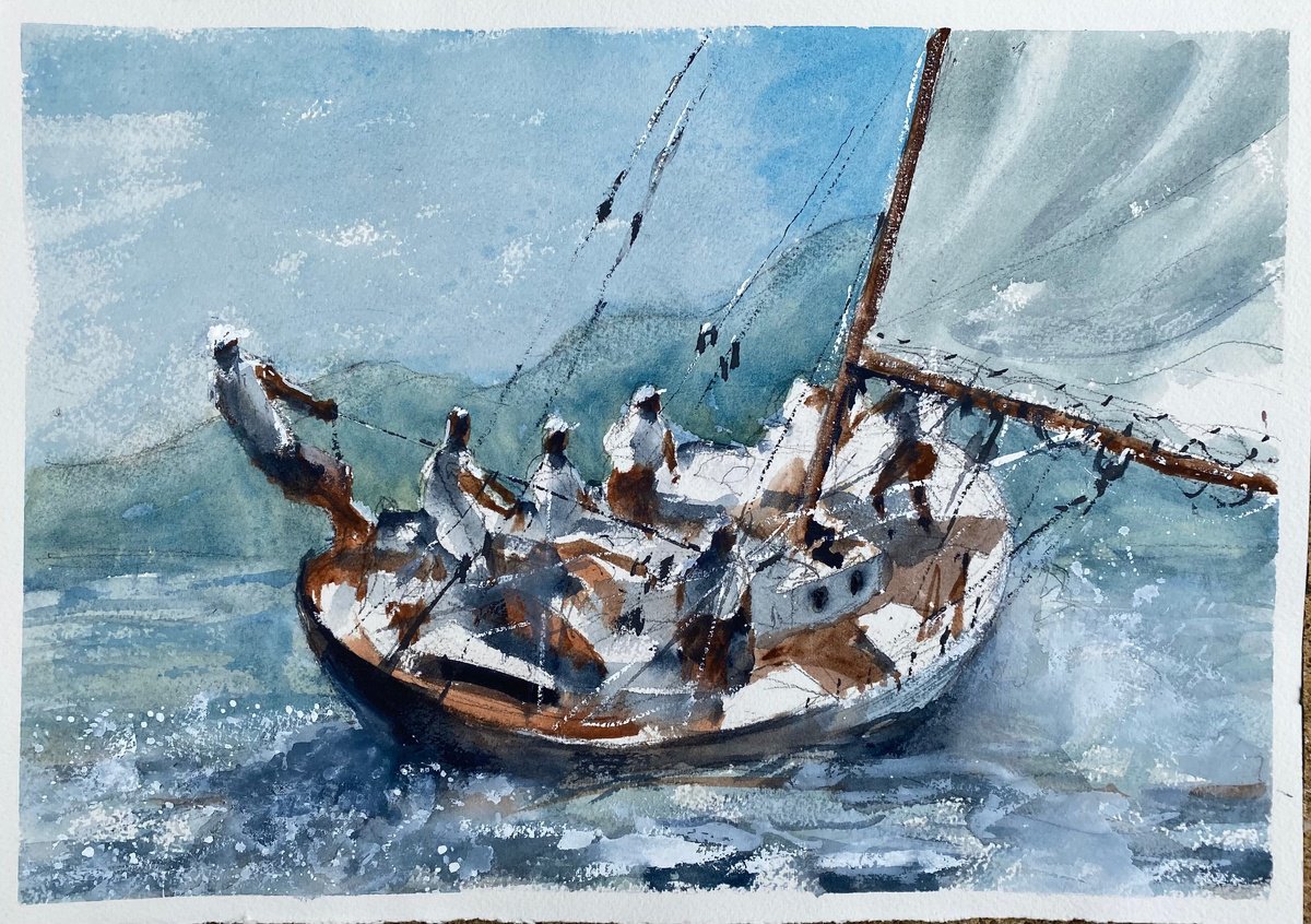 Impressionistic Watercolour , The Race Is On-. By Paul Mitchell, 14 X 10, Artwork For Sale On Artfinder