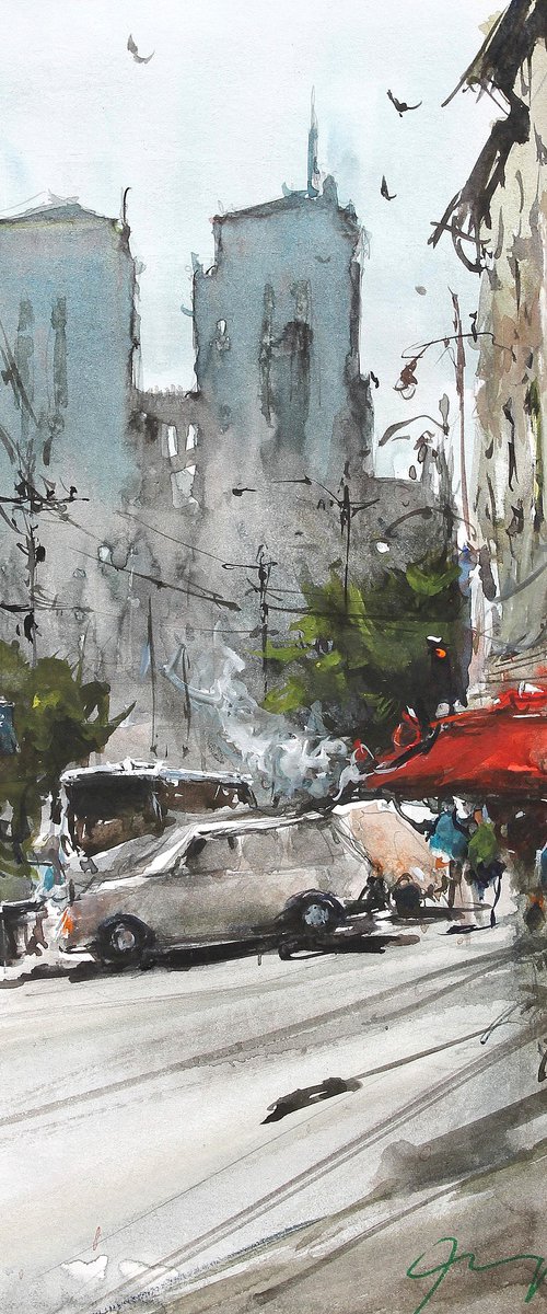 Notre Dame and Bistrot by Maximilian Damico