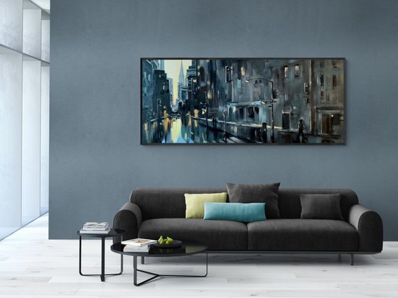 Huge painting - "New York" - big cityscape - expressionism - 2020