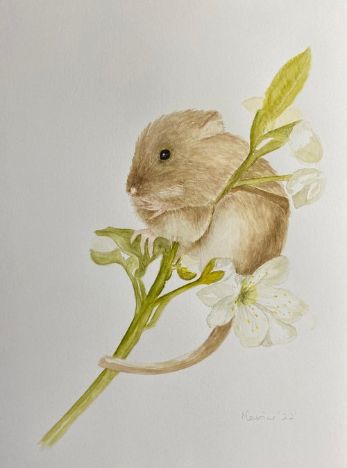 Mouse 2 on a branch by Maxine Taylor