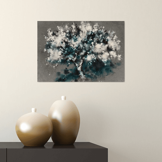 Thousands of cherry blossoms 4. One of a kind, original painting, handmade work, gift, watercolour art.