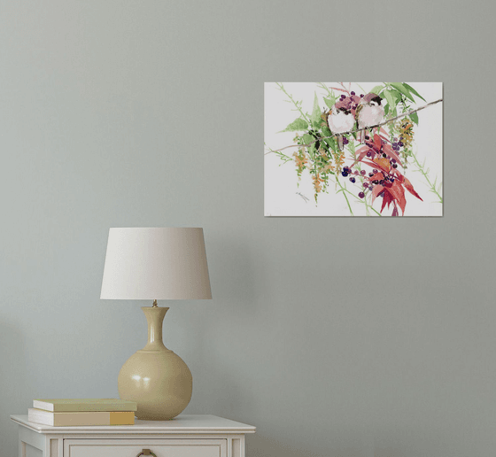 Sparrows and Wild flowers