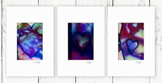 Heart Collection 13 - 3 Small Matted paintings by Kathy Morton Stanion