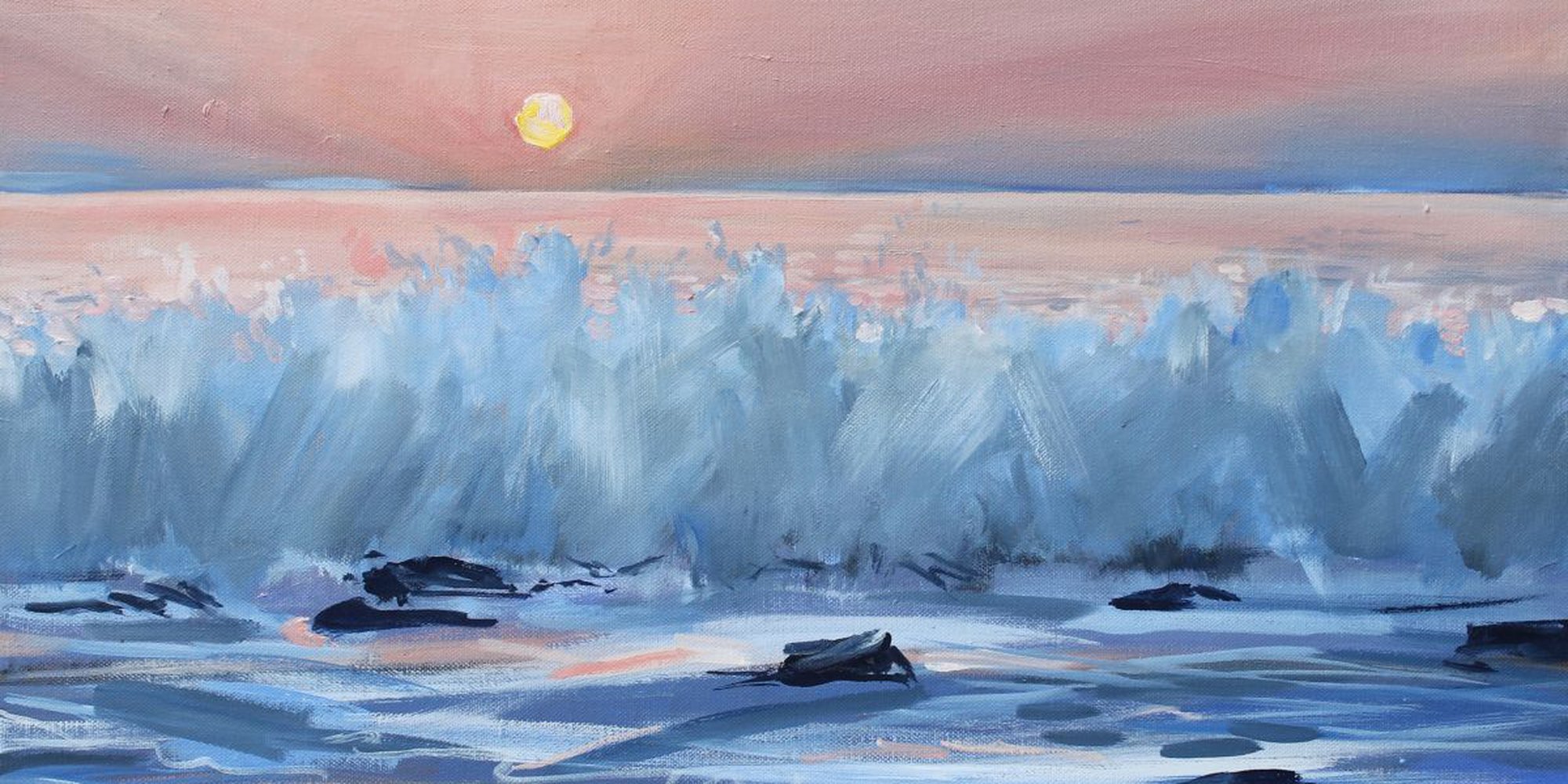 Art of the Day: "Crashing Waves (pink and blue)" by David Pott