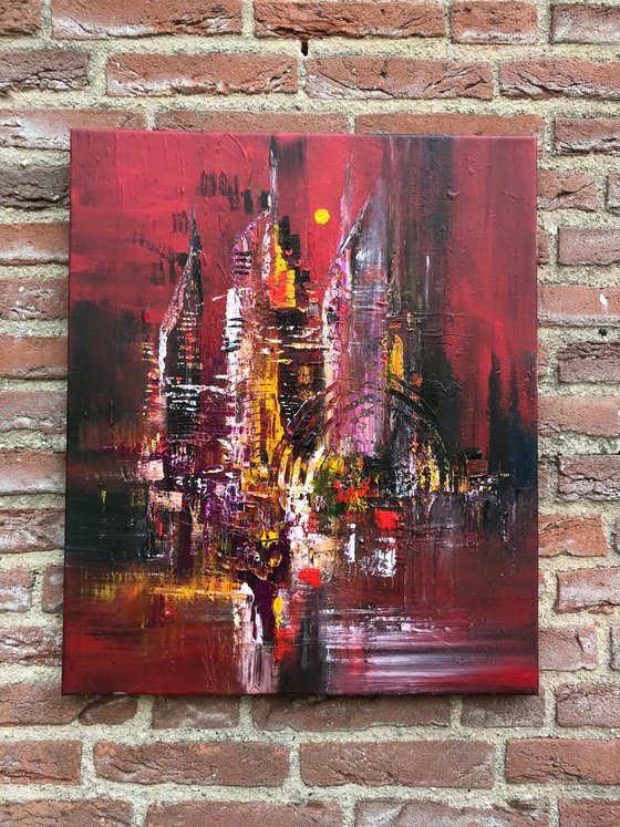 " NYC at night ” abstract Painting -50x60cm