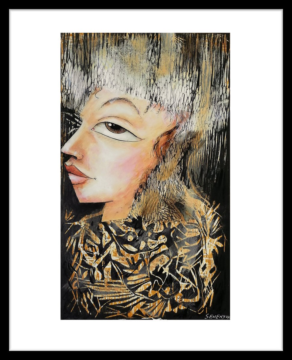 Floral composition with face 2 by Evgen Semenyuk