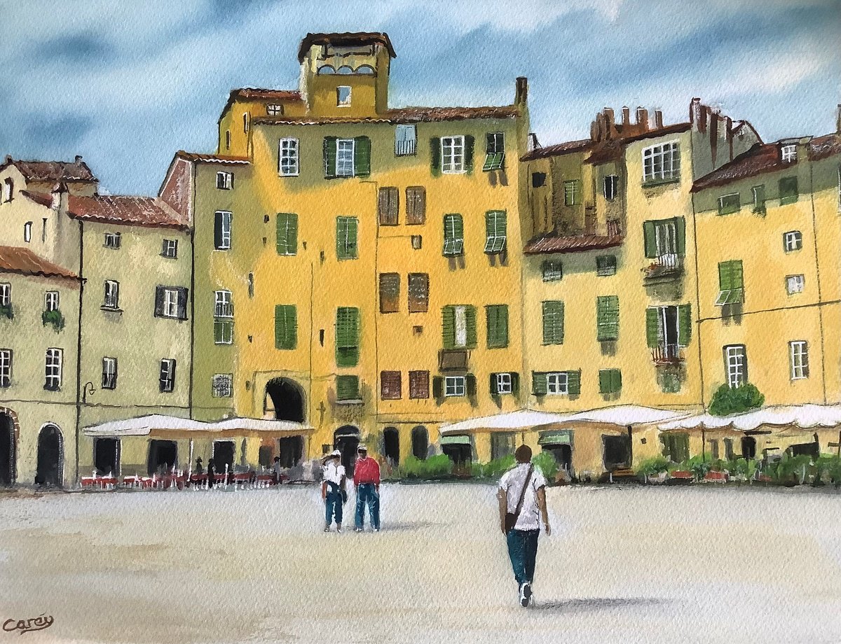 Impressionistic Cityscapes Watercolour By Darren Carey, 15 X 11, Tuscany Italy, Original Artwork