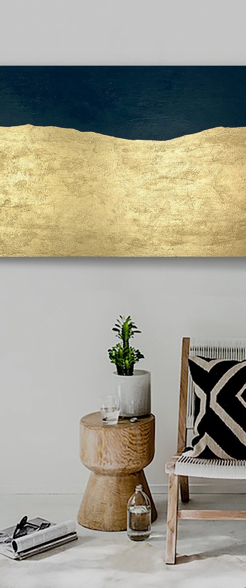 Wise Lands Three - 152 x 61 cm - metallic gold paint and acrylic on canvas by George Hall