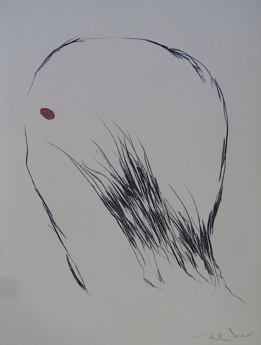 Expressive Portrait Pencil Drawing By Frederic Belaubre, 9 X 13, The Electric Face 10, Original Artwork