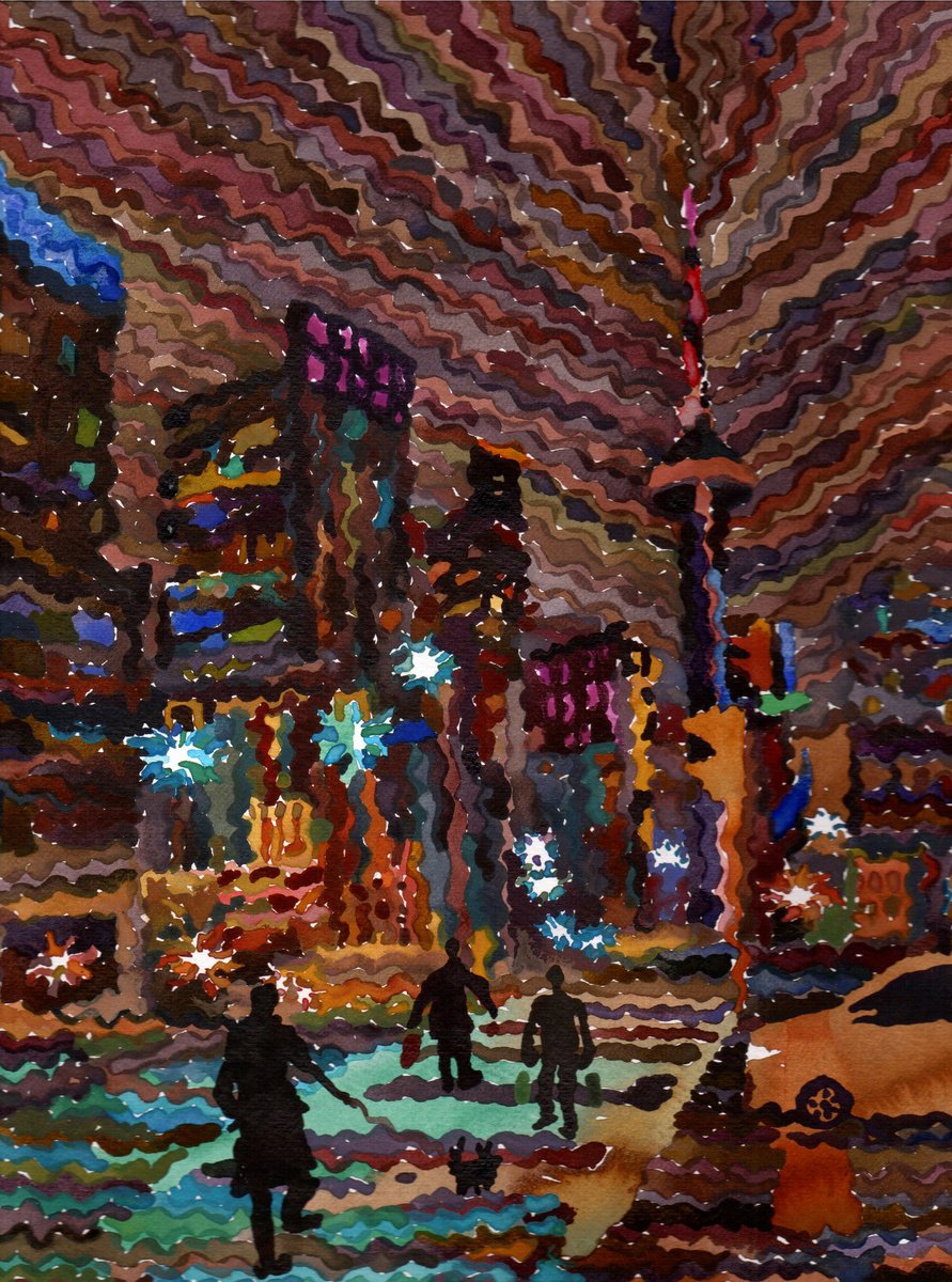 Impressionistic Cityscapes Watercolour By Tanbelia, 9 X 12", Cn Tower In Toronto, Original Artwork