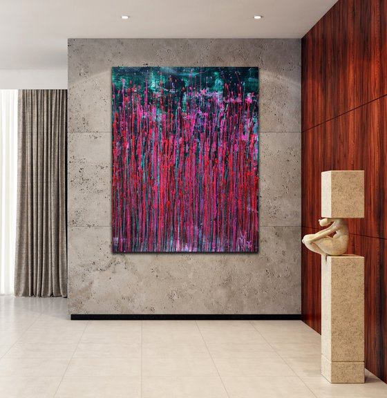 Pink synergy (Fantasy garden) | metallic abstract painting
