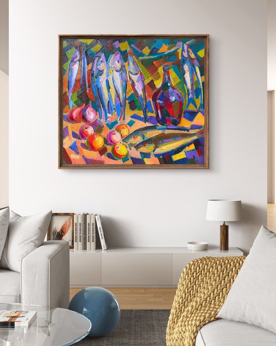 Fish, fruit and wine