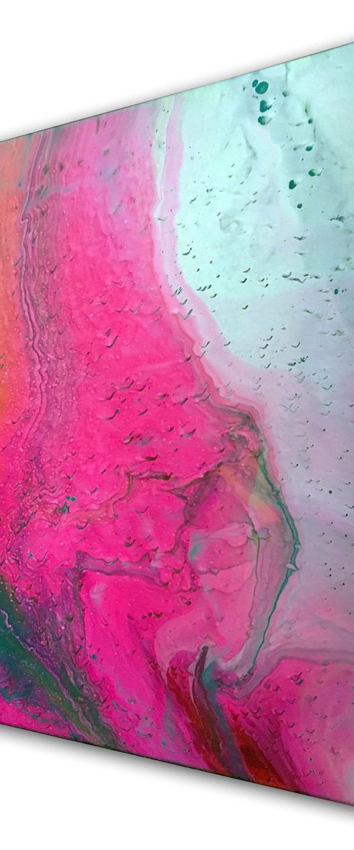 "Pink Tsunami" - Original Abstract PMS Fluid Acrylic Painting - 16 x 20 inches by Preston M. Smith (PMS)