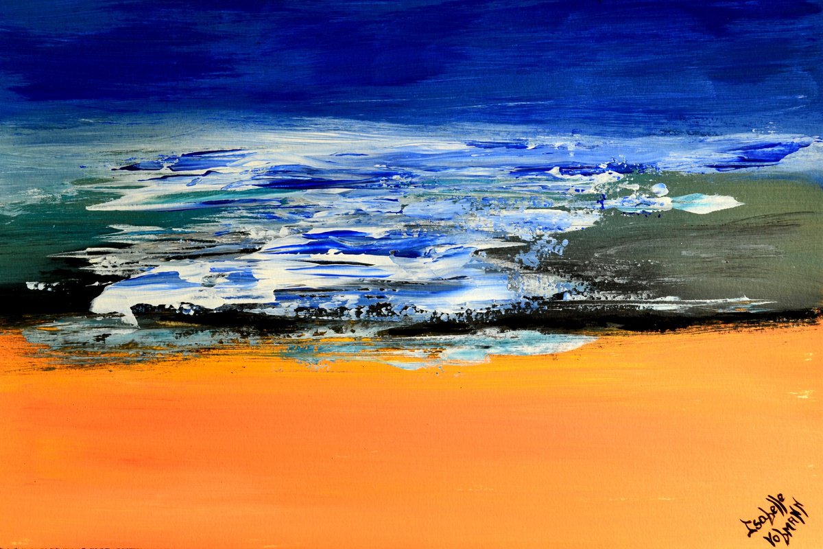 Abstract Landscape Acrylic Painting By Isabelle Vobmann, 17 X 12, La Mer, Original Artwork