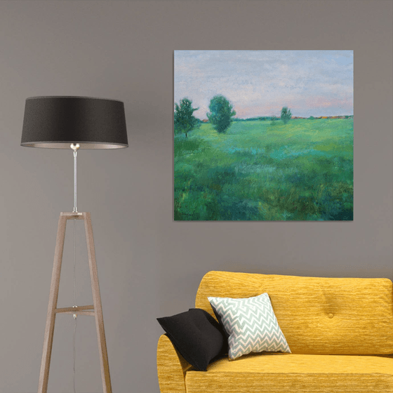 Twilight time. Green field