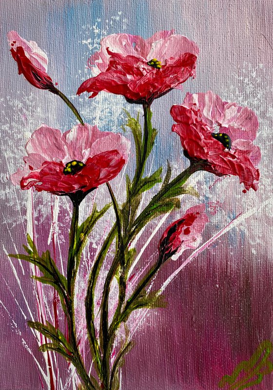 Textured Pink Poppies