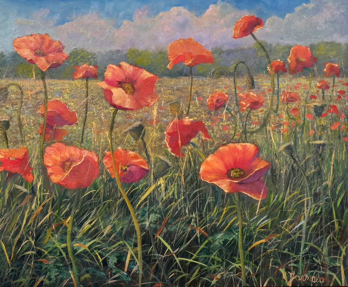 Impressionistic Landscape Oil Painting By Vladimir Jarmolo, 20 X 16", Joy Of Life, Original Artwork