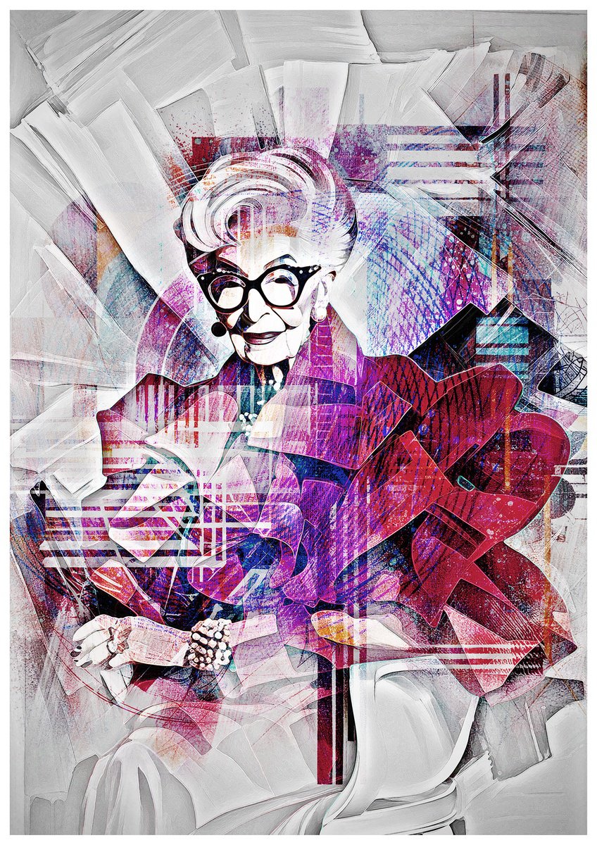 Urban And Pop Portrait Giclee Print By Misty Lady - M. Nierobisz, 12 X 17", Iris Apfel, Original Artwork