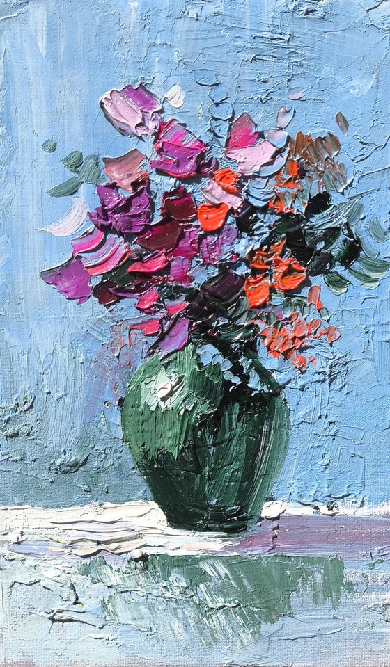 Petals in Green Vase