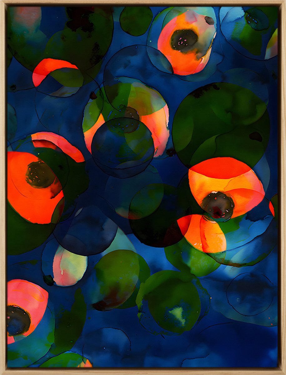 Abstract Botanical Acrylic Painting By Jonas Peres, 18 X 24, Cerises Et Aux Peches, Ii, Original Artwork