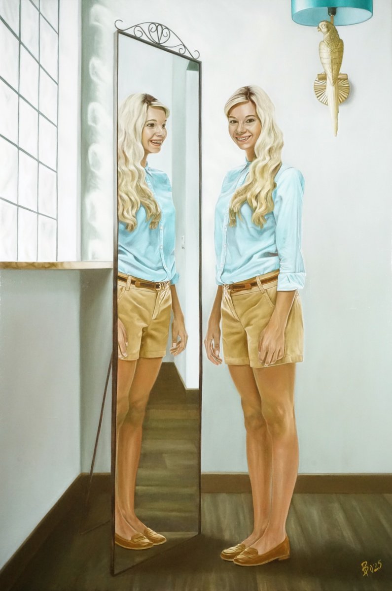 Photorealistic Portrait Oil Painting By Paolo Borile, 31 X 47", Great Expectations, Original Artwork