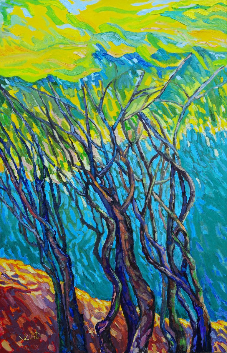 Impressionistic Landscape Oil Painting By Lilit Vardanyan, 20 X 31", Dancing Trees Of The Horizon, Original Artwork