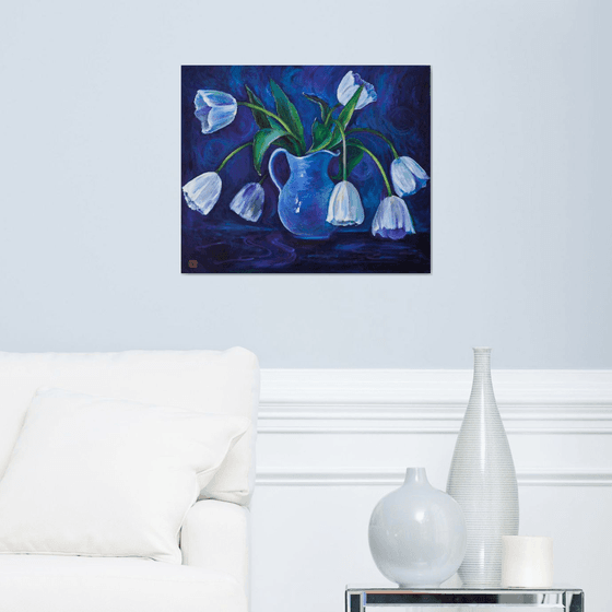 White Tulips In A Jug