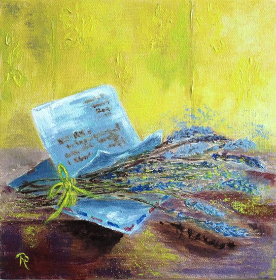Lavender Letter  Impressionist Flowers / Still Life