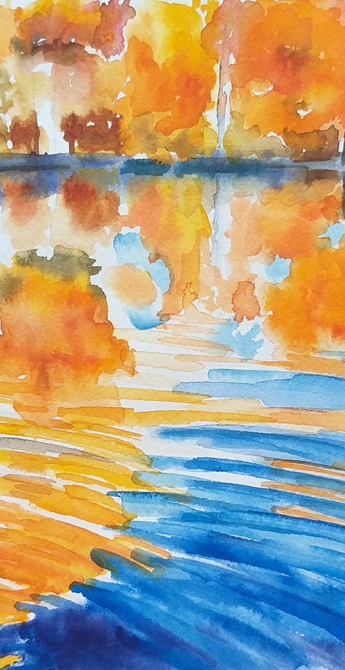 Autumn Gold, watercolor painting by Geeta Yerra