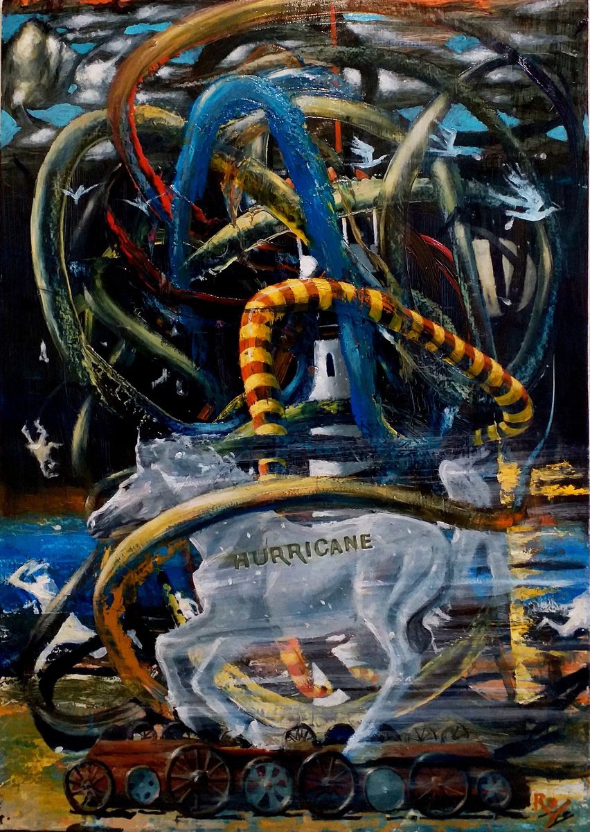 Surrealistic Animal Oil Painting By Serhiy Roy, 17 X 23", A Grasshopper Named Hurricane, Original Artwork