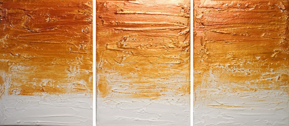 Abstract Painting By Stuart Wright, 48 X 20", Copper On Gold, Original Artwork