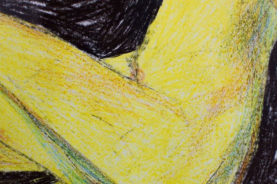 Yellow figure #2. 2013. Graphics. Wax pencil. 61x86cm.