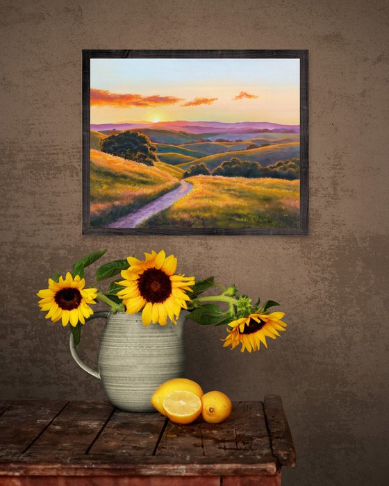 California hills at sunset