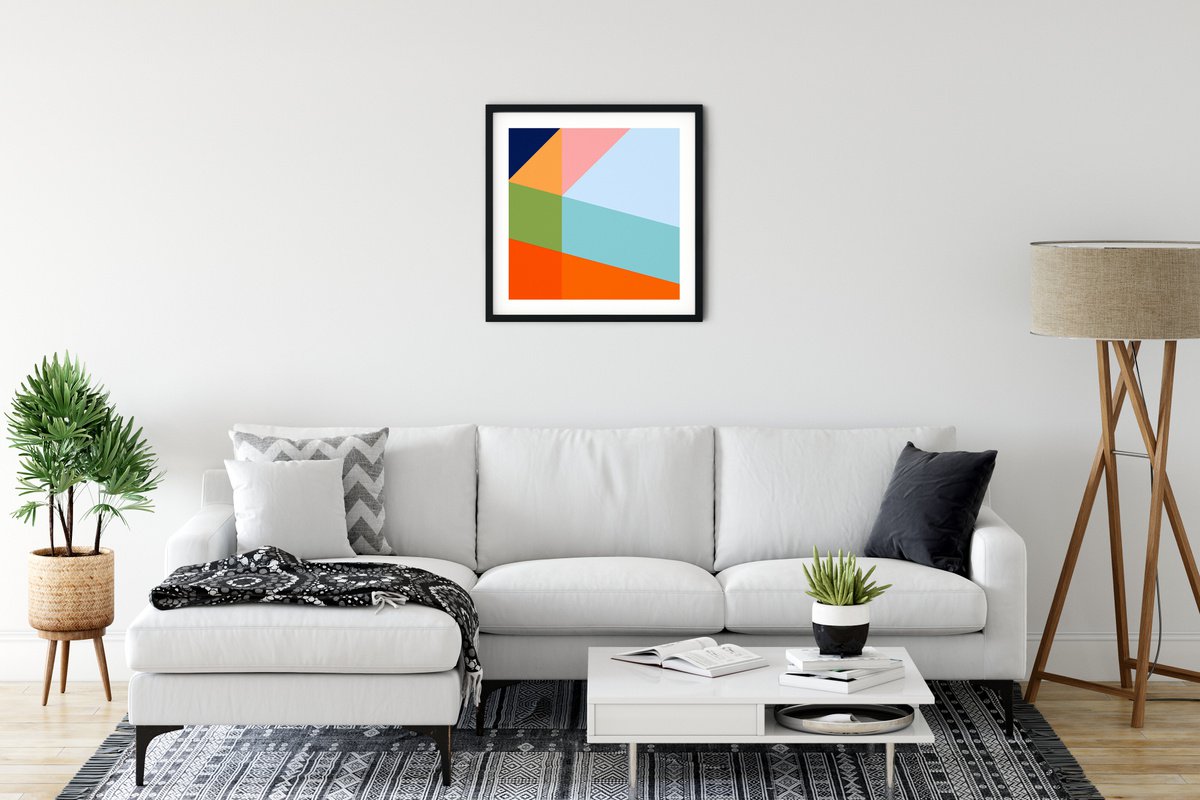 Abstract Giclee Print By James Bassett, 19 X 19, Blocs, Original Artwork