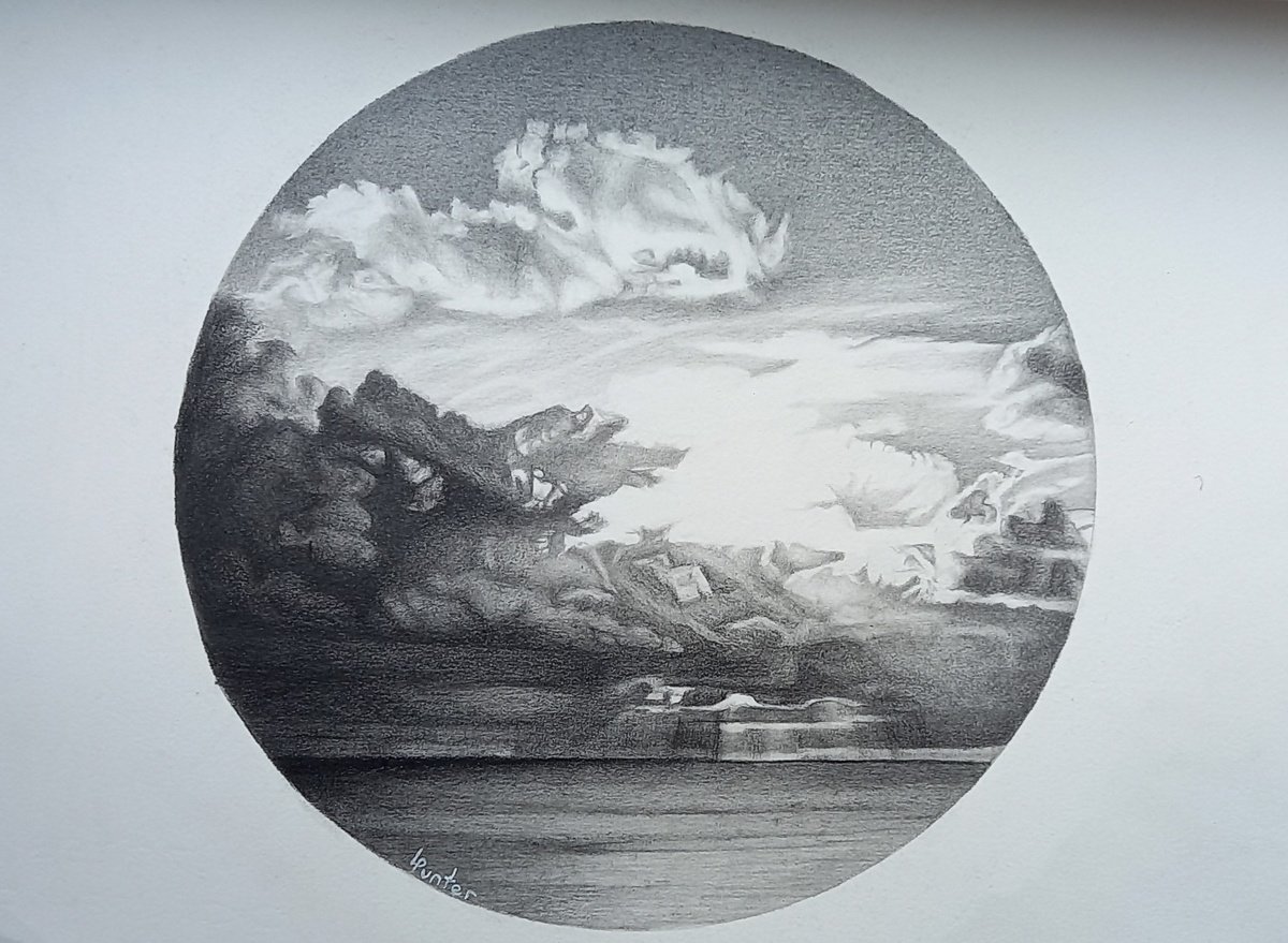 Landscape Pencil Drawing By Lisa Punter, 15 X 11", Roundel 2: Emerging Light, Original Artwork