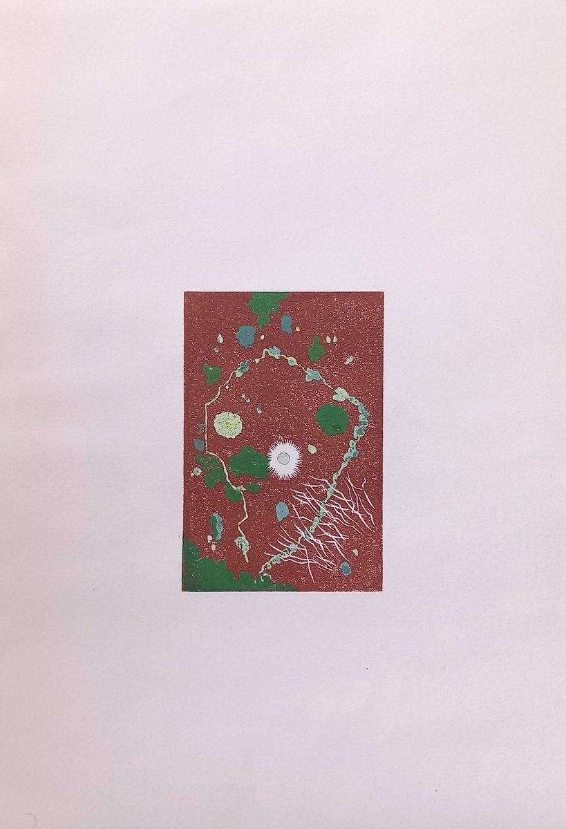 Organic Abstract Linocut By Adam Grose Ma Pgce, 12 X 17, Journey Around Rowbarton, Original Artwork