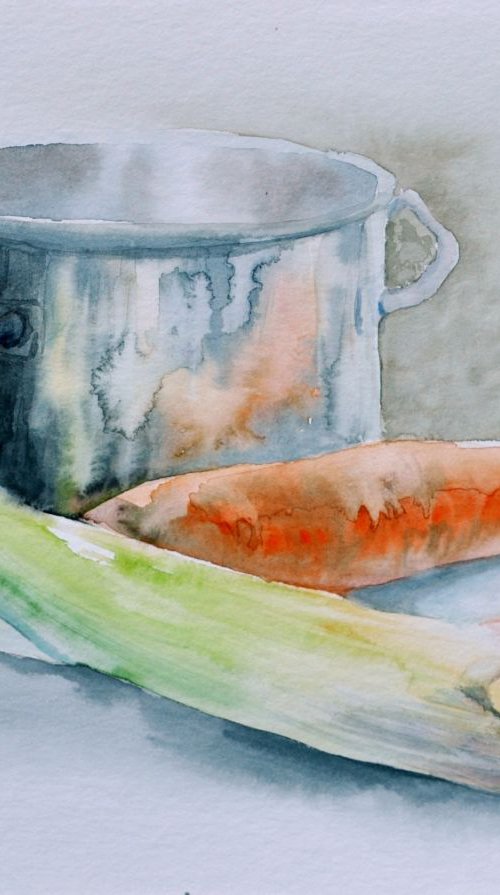 AROUND THE POT original watercolour by Beata van Wijngaarden