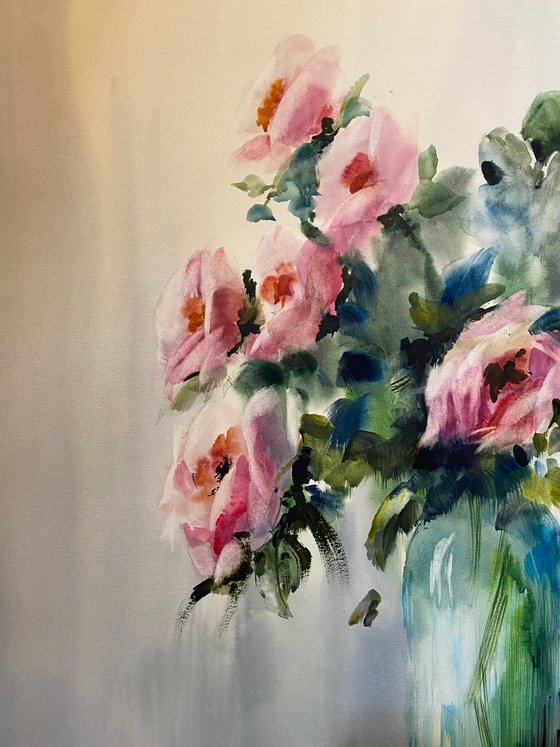 Watercolor “Still life. Peonies” perfect gift