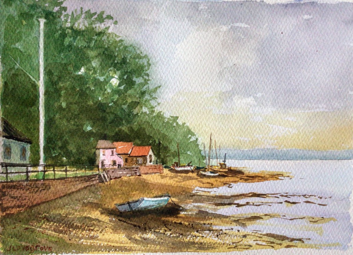 Pin Mill view, an original watercolour painting. by Julian Lovegrove Art