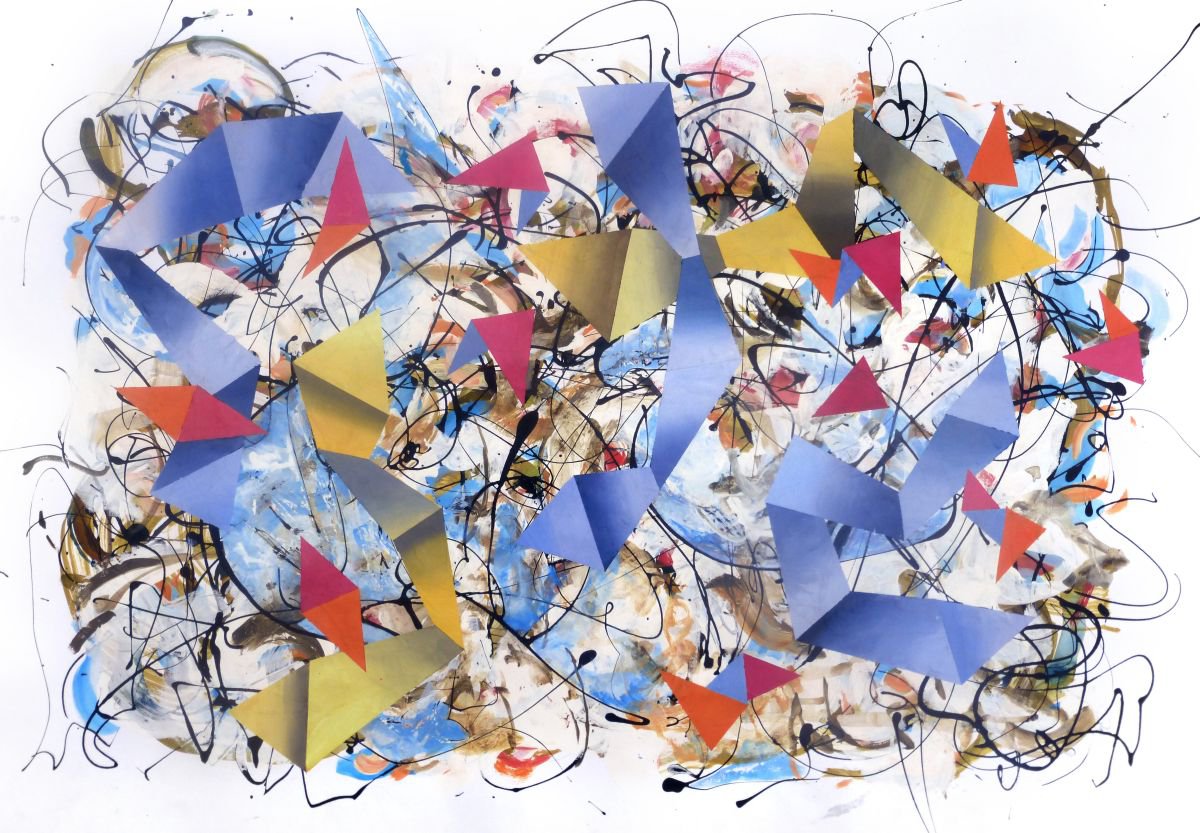 Organic Abstract Acrylic Painting By John Sharp, 35 X 24, Madkites, Original Artwork