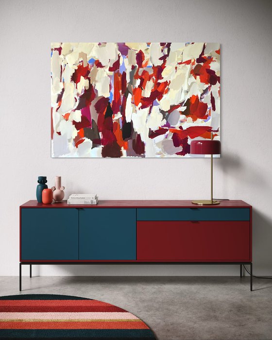 BRIGHT MOMENTS/Abstract red painting