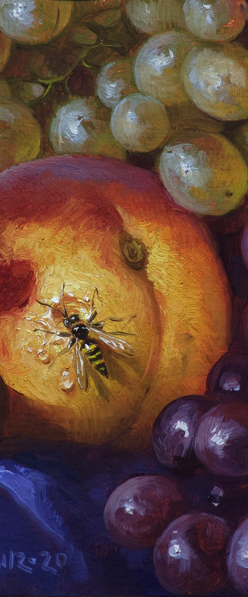 The wasp on a peach by Nik Mazur