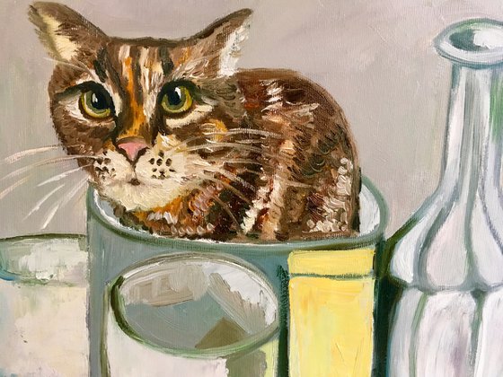 Troy The Cat into Giorgio Morandi vase.