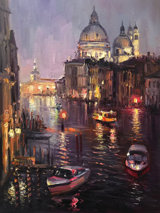 "Venice lights" original oil painting