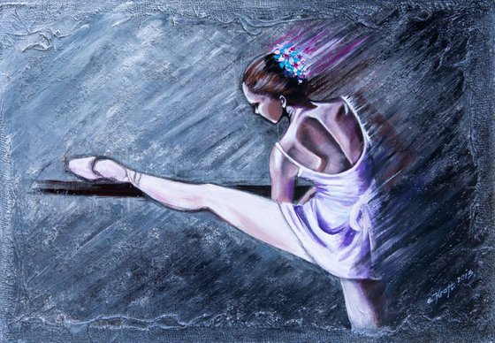 "Dancer"Original akrylic painting, large format  100x 70x 2 cm.,ready to hang.