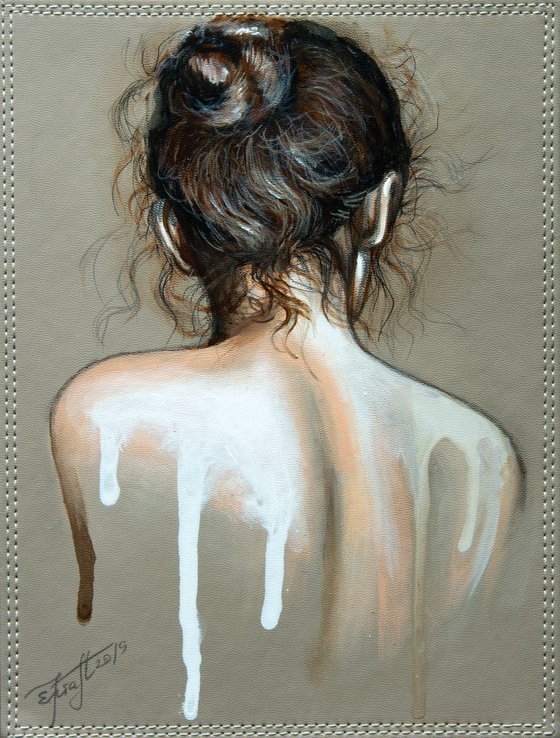 "Beautiful back " Original   acrylic painting on board 22x29x0.5cm.ready to hang