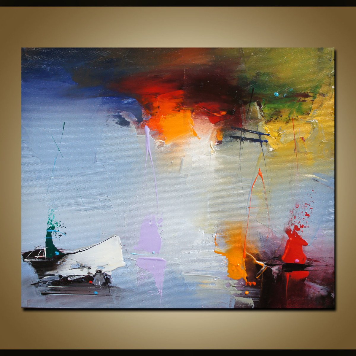 Abstract Landscape Oil Painting By Stanislav Lazarov, 12 X 10", Summer Shades 2, Original Artwork