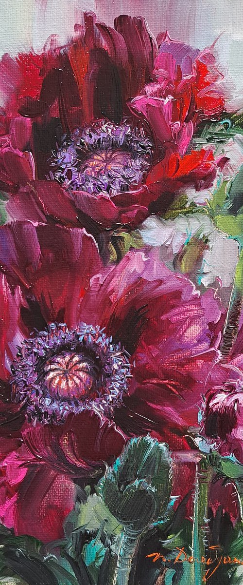 Purple poppies by Nataly Derevyanko