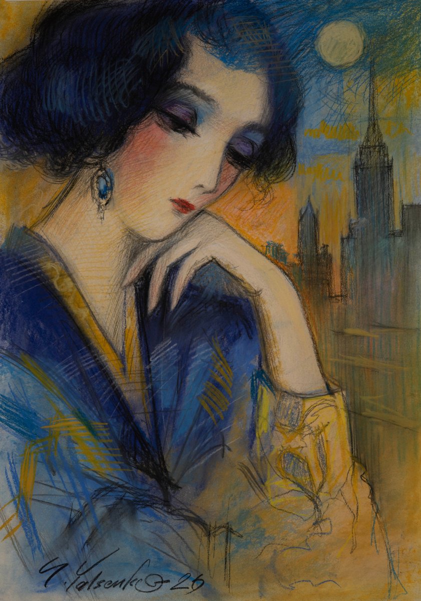 Pastel Drawing , Nocturne In Blue By Sergei Yatsenko, 17 X 24, Artwork For Sale On Artfinder